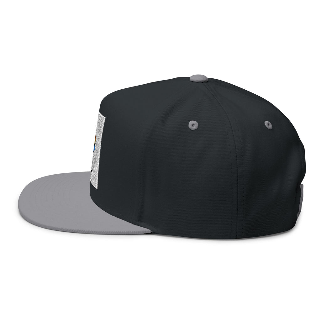 Hip Hop Pizza Flat Bill Cap, Cool Streetwear Hat, Embroidered Cap for Music Lovers, Gift for Hip Hop Fans, Trendy Urban Fashion
