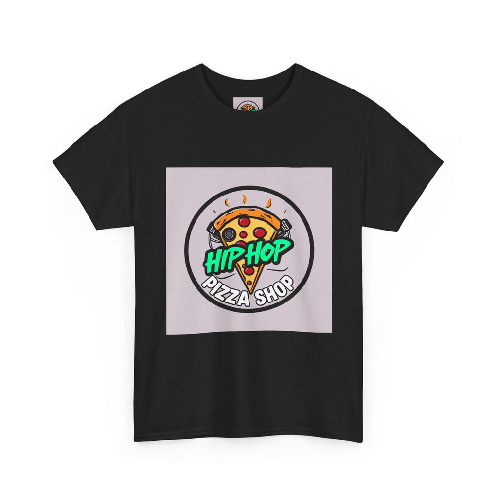 Hip-Hop Pizza Shop Unisex Heavy Cotton Tee, Pizza Lover Gift, Music and Foodie Apparel, Streetwear T-Shirt, Cool Graphic Tee