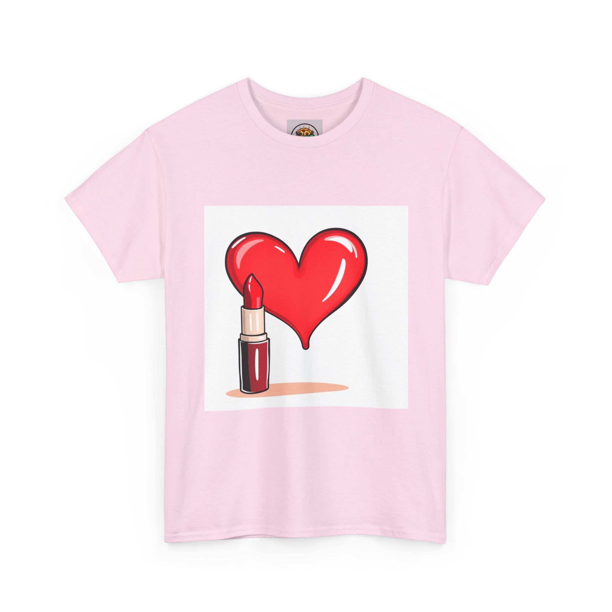 Loving Beauty Tee, Heart and Lipstick Graphic T-Shirt, Perfect Gift for Makeup Lovers, Cute Casual Wear, Valentine's Day