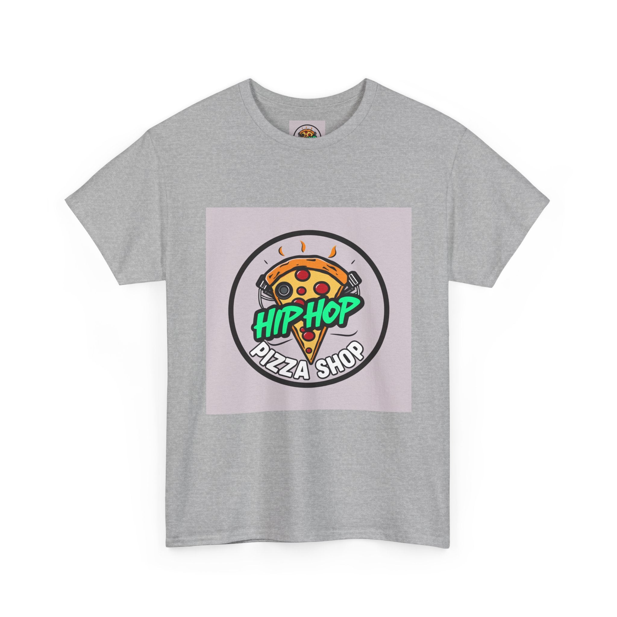 Hip-Hop Pizza Shop Unisex Heavy Cotton Tee, Pizza Lover Gift, Music and Foodie Apparel, Streetwear T-Shirt, Cool Graphic Tee