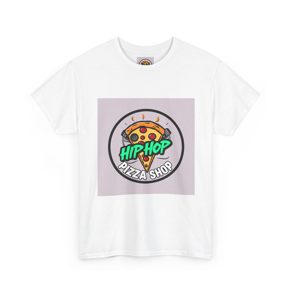 Hip-Hop Pizza Shop Unisex Heavy Cotton Tee, Pizza Lover Gift, Music and Foodie Apparel, Streetwear T-Shirt, Cool Graphic Tee