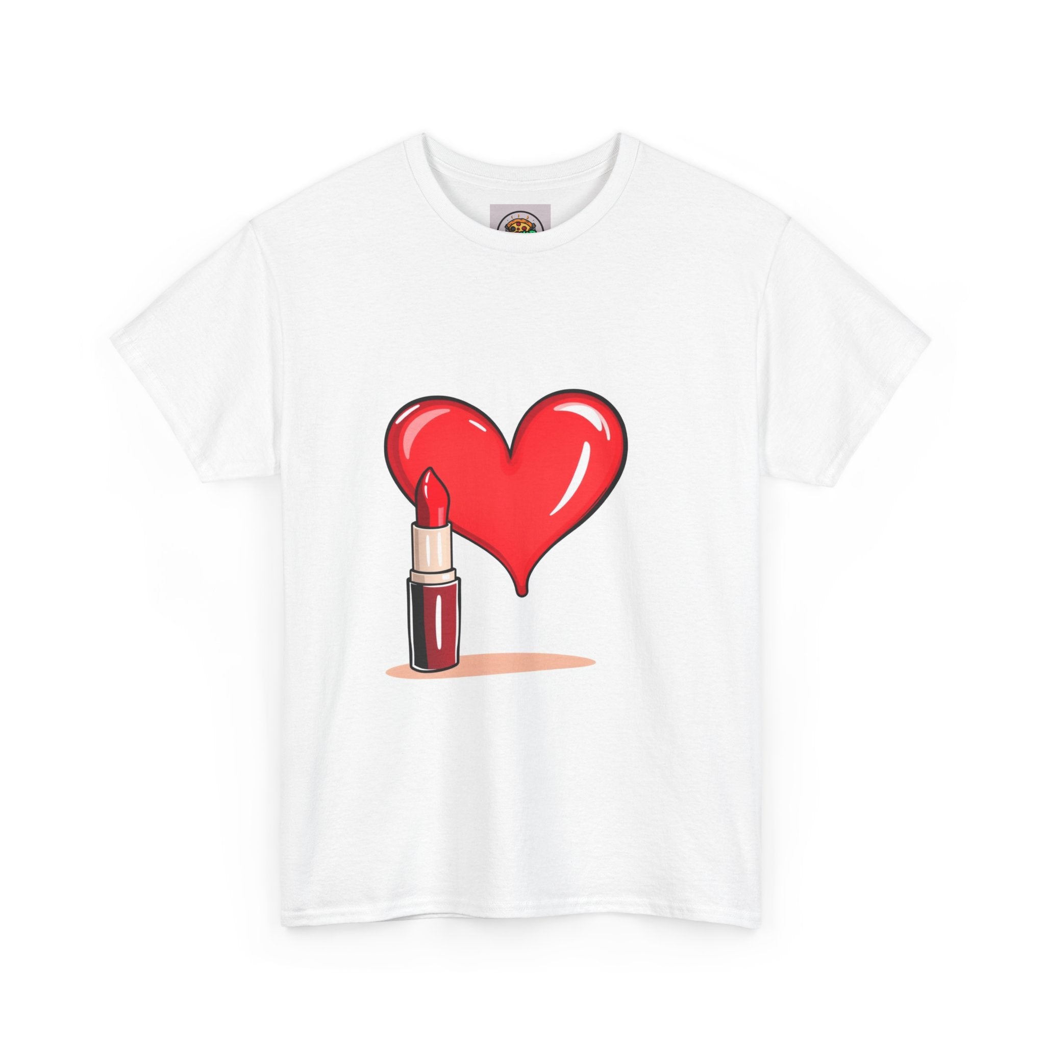 Loving Beauty Tee, Heart and Lipstick Graphic T-Shirt, Perfect Gift for Makeup Lovers, Cute Casual Wear, Valentine's Day