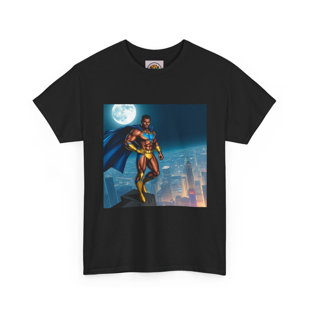 Superhero Skyline Unisex Heavy Cotton Tee, Geek Tee, Unique Gift for Comic Fans, Casual Wear, Birthday Gift, Graphic T-Shirt