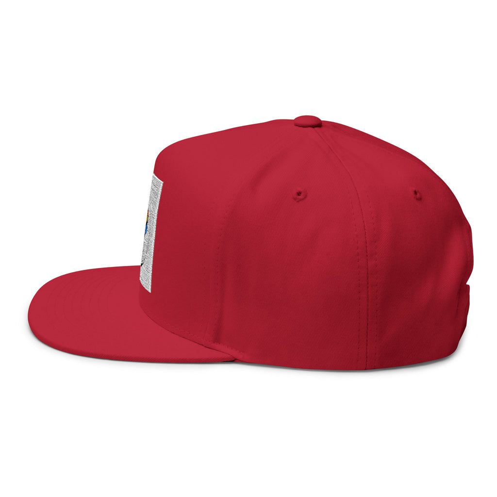 Hip Hop Pizza Flat Bill Cap, Cool Streetwear Hat, Embroidered Cap for Music Lovers, Gift for Hip Hop Fans, Trendy Urban Fashion