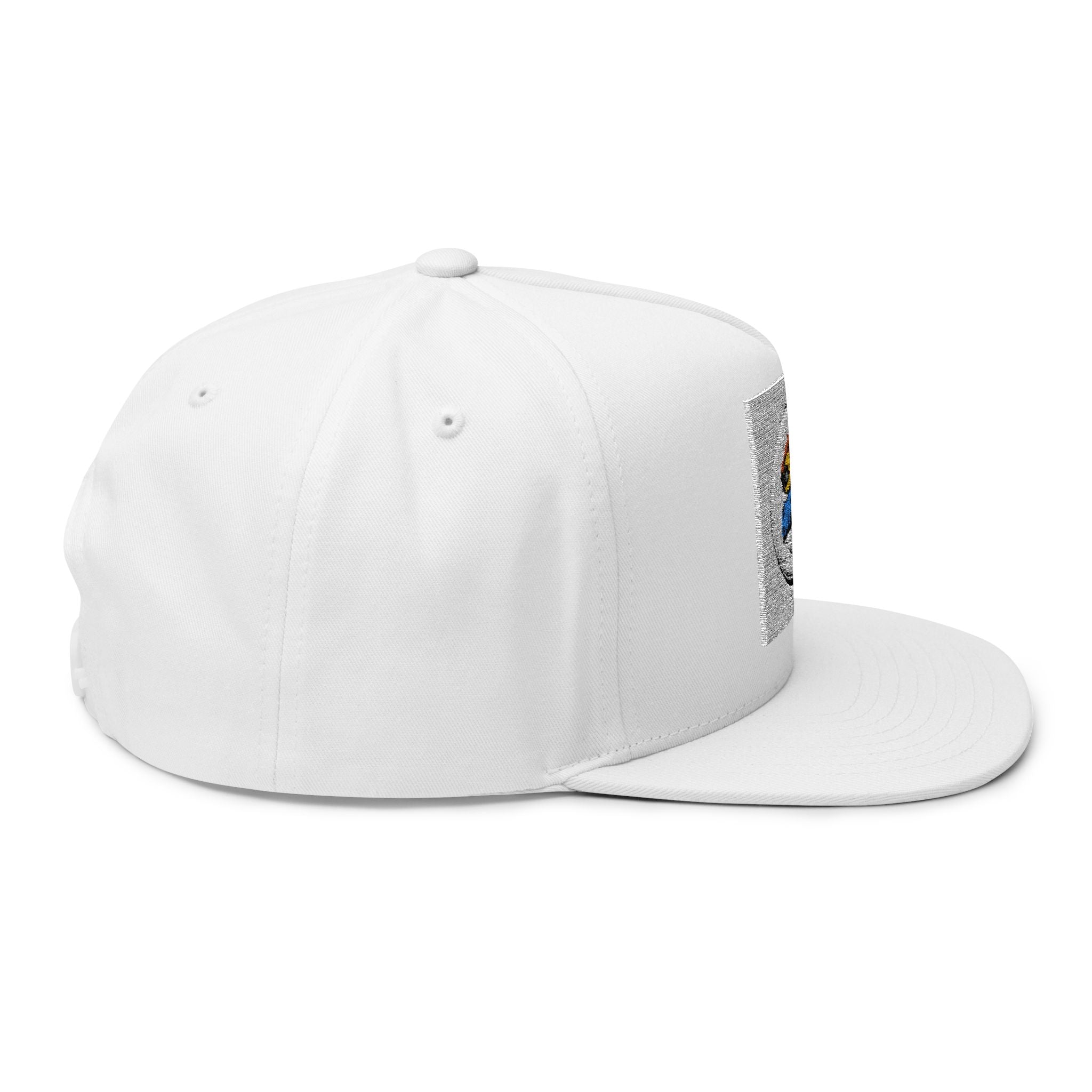Hip Hop Pizza Flat Bill Cap, Cool Streetwear Hat, Embroidered Cap for Music Lovers, Gift for Hip Hop Fans, Trendy Urban Fashion