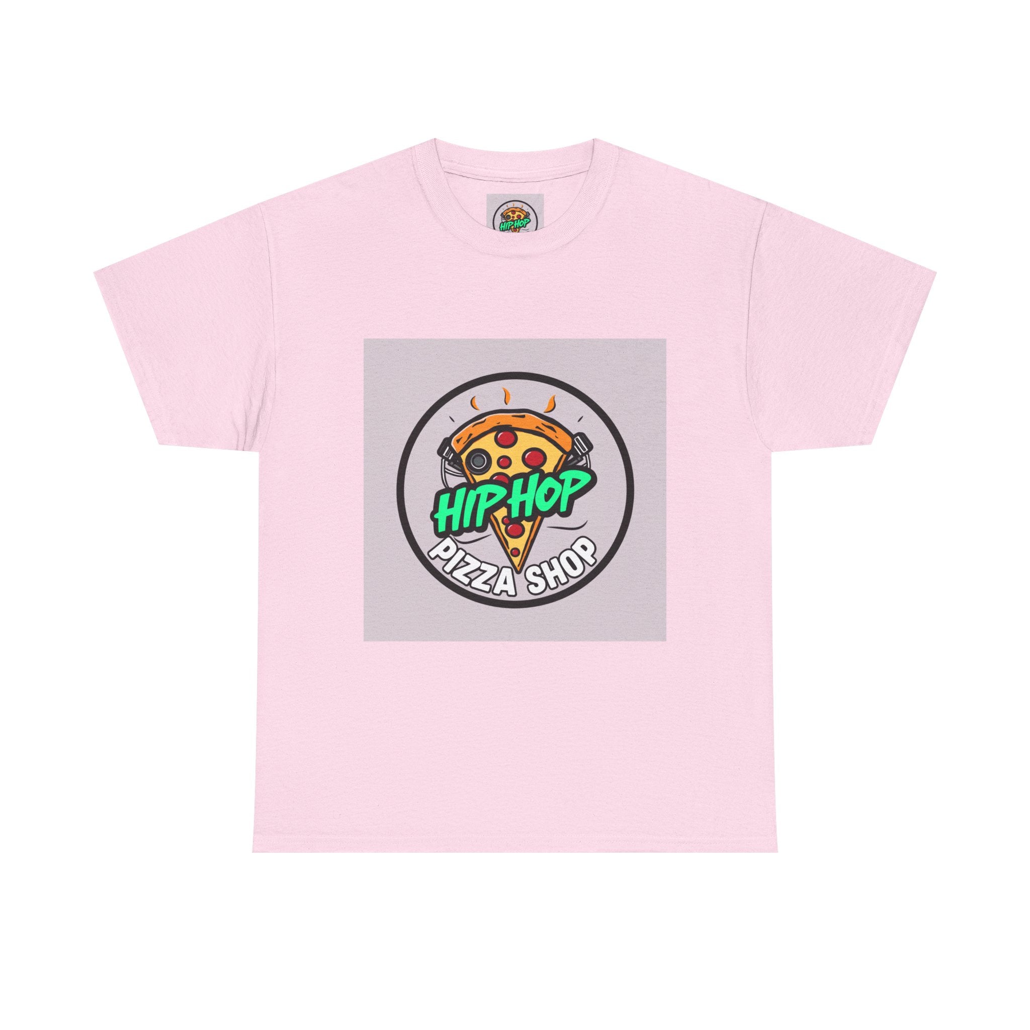 Hip-Hop Pizza Shop Unisex Heavy Cotton Tee, Pizza Lover Gift, Music and Foodie Apparel, Streetwear T-Shirt, Cool Graphic Tee