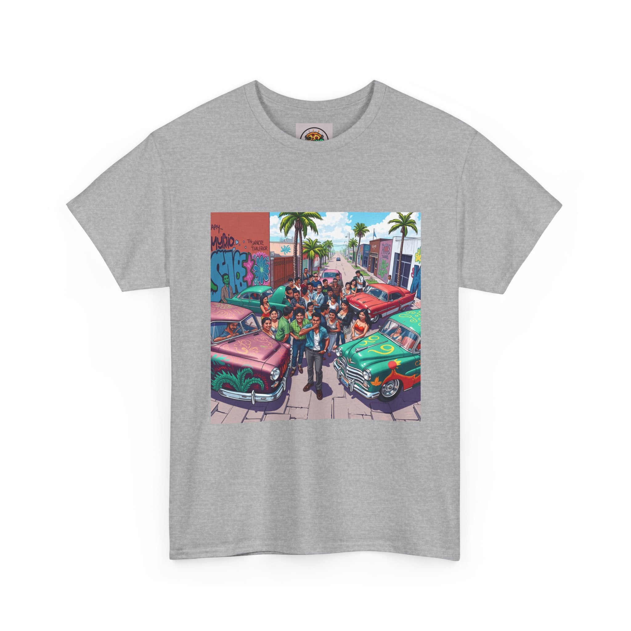 Vibrant Graphic Tee, Unisex Cotton T-Shirt, Retro Car Design Shirt, Casual Summer Wear, Street Art Inspired Apparel