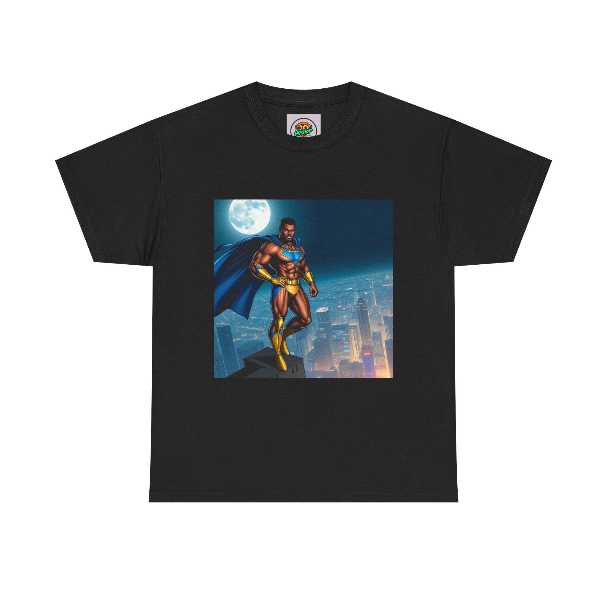 Superhero Skyline Unisex Heavy Cotton Tee, Geek Tee, Unique Gift for Comic Fans, Casual Wear, Birthday Gift, Graphic T-Shirt