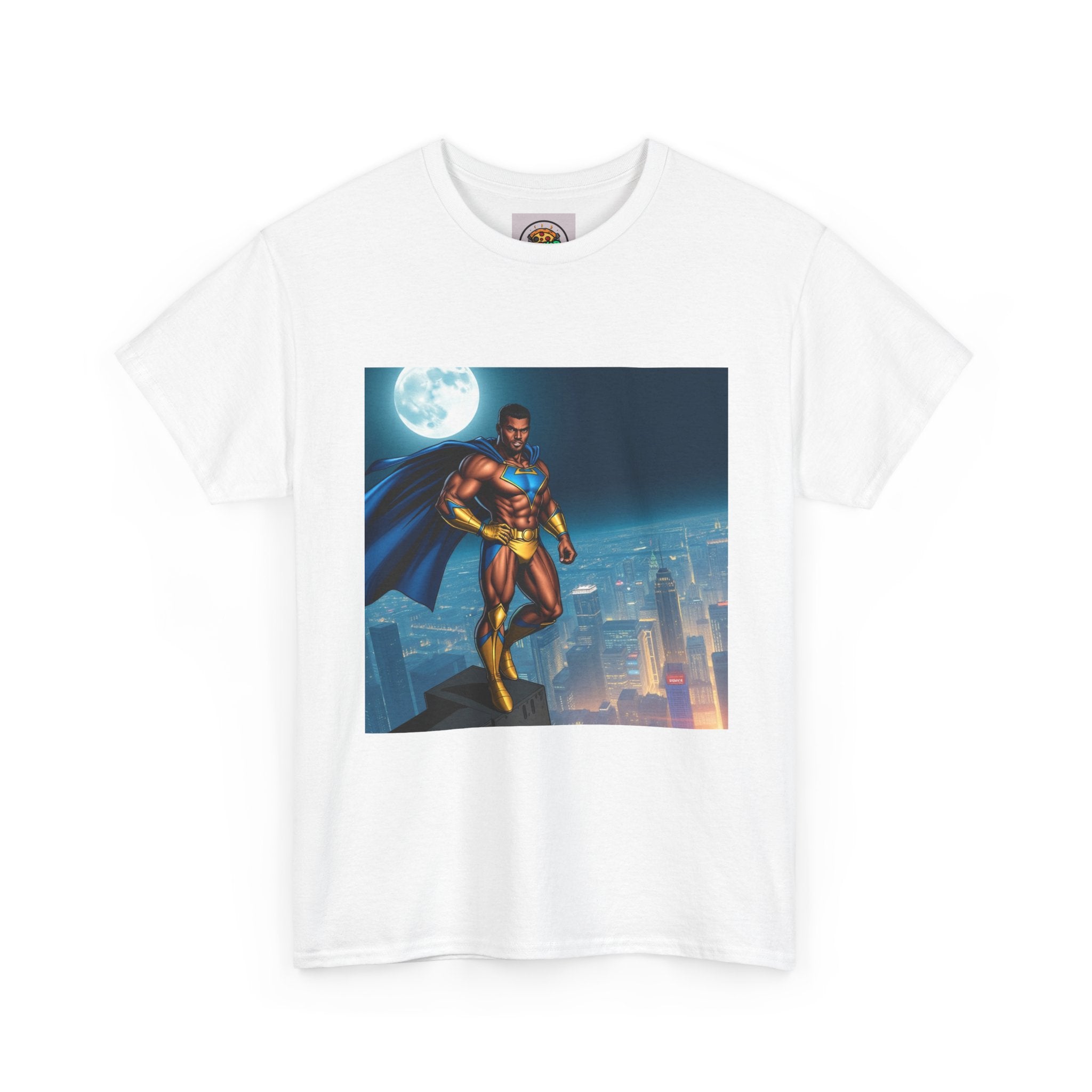 Superhero Skyline Unisex Heavy Cotton Tee, Geek Tee, Unique Gift for Comic Fans, Casual Wear, Birthday Gift, Graphic T-Shirt