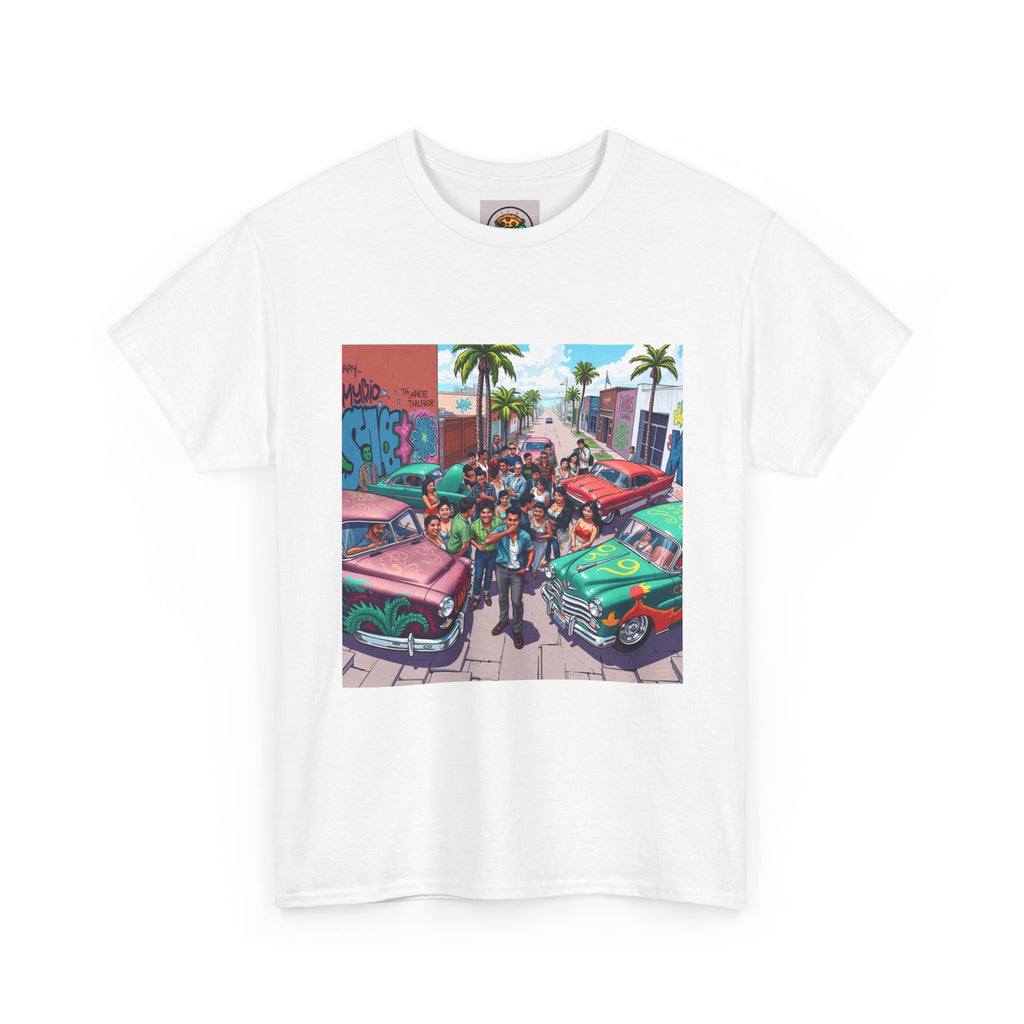 Vibrant Graphic Tee, Unisex Cotton T-Shirt, Retro Car Design Shirt, Casual Summer Wear, Street Art Inspired Apparel