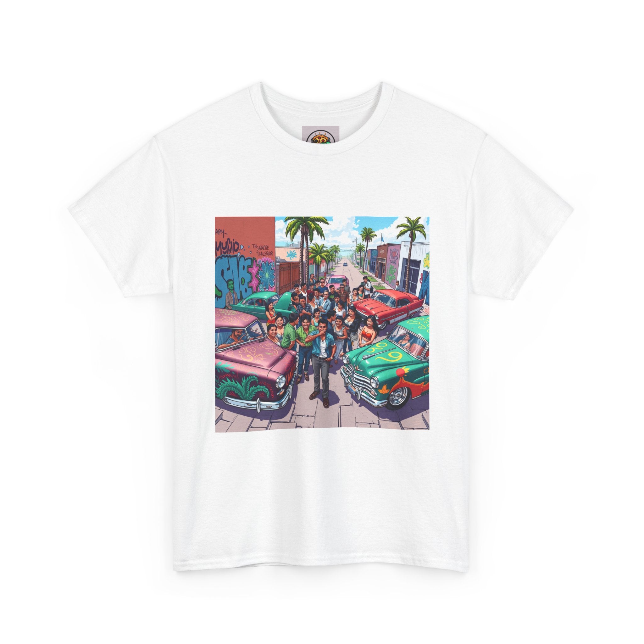 Vibrant Graphic Tee, Unisex Cotton T-Shirt, Retro Car Design Shirt, Casual Summer Wear, Street Art Inspired Apparel