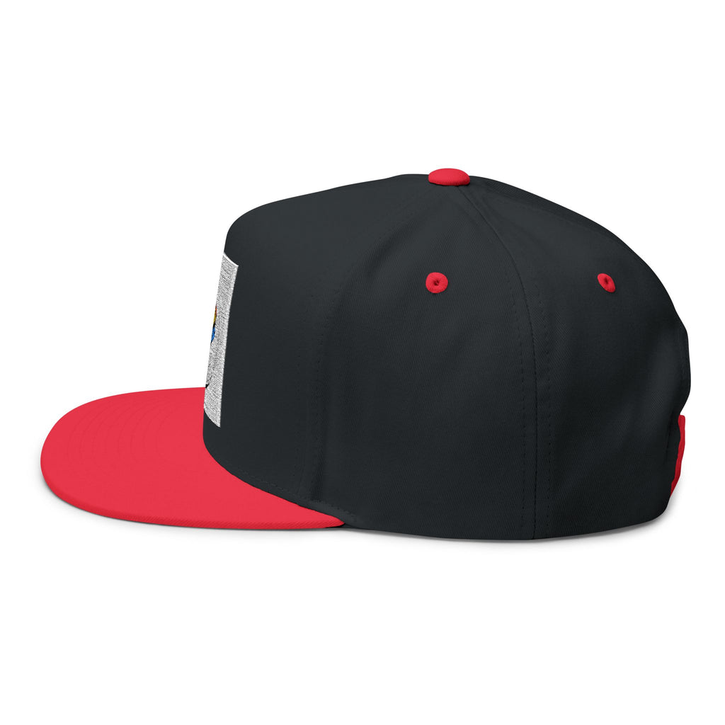 Hip Hop Pizza Flat Bill Cap, Cool Streetwear Hat, Embroidered Cap for Music Lovers, Gift for Hip Hop Fans, Trendy Urban Fashion
