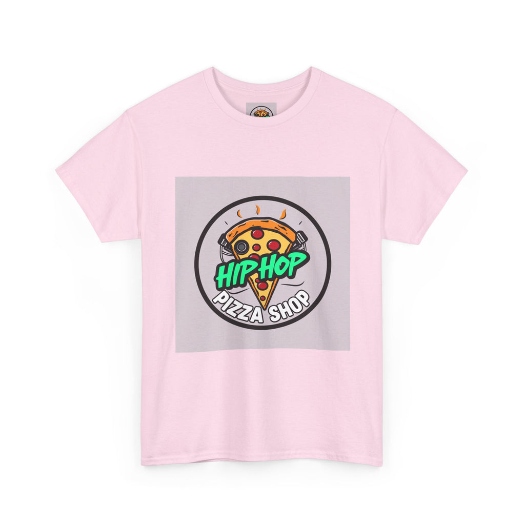Hip-Hop Pizza Shop Unisex Heavy Cotton Tee, Pizza Lover Gift, Music and Foodie Apparel, Streetwear T-Shirt, Cool Graphic Tee
