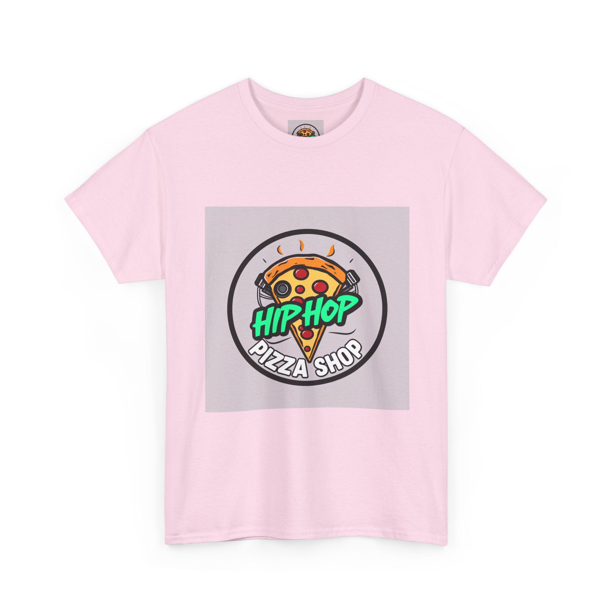 Hip-Hop Pizza Shop Unisex Heavy Cotton Tee, Pizza Lover Gift, Music and Foodie Apparel, Streetwear T-Shirt, Cool Graphic Tee
